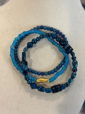 Coastal Beaded Bracelet Set - Beach Vacation Jewelry